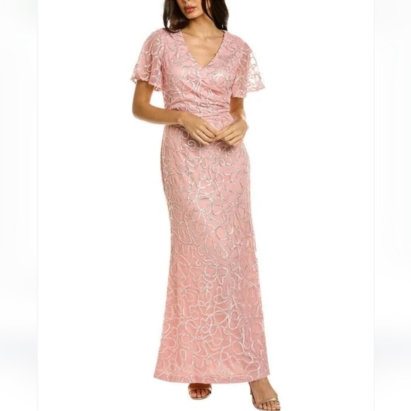 JS WINTER FAUX WRAP MERMAID GOWN Color: BLUSH - Picture 2 of 8